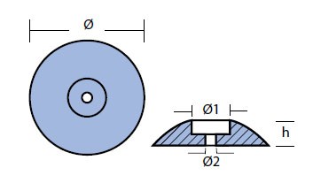 00101: 70mm Disc Rudder Anode Technical Drawing