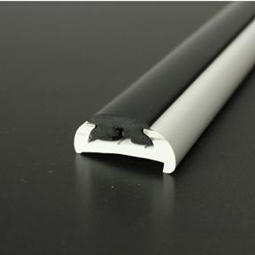 PVC 1472R White Boat Rub Rail Shown Fitted With PVC 1022 Black Insert photo angle