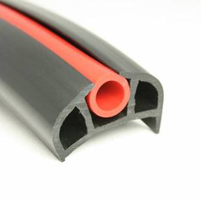 PVC 168 Black Boat Rub Rail Shown Fitted With Red Insert photo angle