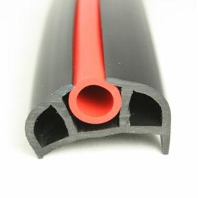 PVC 168 Black Boat Rub Rail Shown Fitted With Red Insert photo front