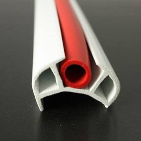 PVC 168 White Boat Rub Rail Shown Fitted With Red Insert photo front