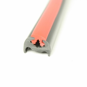 PVC 180 Black Boat Rub Rail Shown Fitted With Red Insert photo angle
