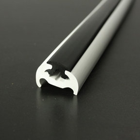 PVC 180 White Boat Rub Rail Shown Fitted With Black Insert photo angle