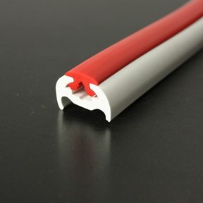 PVC 180 White Boat Rub Rail Shown Fitted With Red Insert photo angle