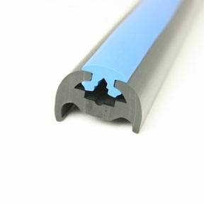 PVC 370 Black Boat Rub Rail Shown Fitted With Blue Insert photo angle
