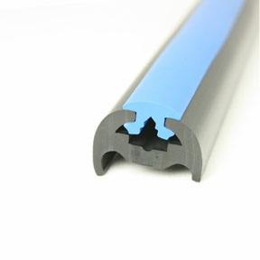 PVC 370 Black Boat Rub Rail Shown Fitted With Blue Insert photo front