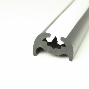 PVC 370 Black Boat Rub Rail Shown Fitted With White Insert photo angle