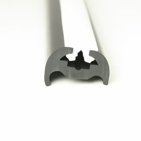 PVC 370 Black Boat Rub Rail Shown Fitted With White Insert photo front