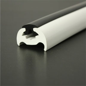 PVC 370 White Boat Rub Rail Shown Fitted With Black Insert photo angle