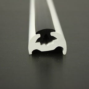 PVC 370 White Boat Rub Rail Shown Fitted With Black Insert photo front