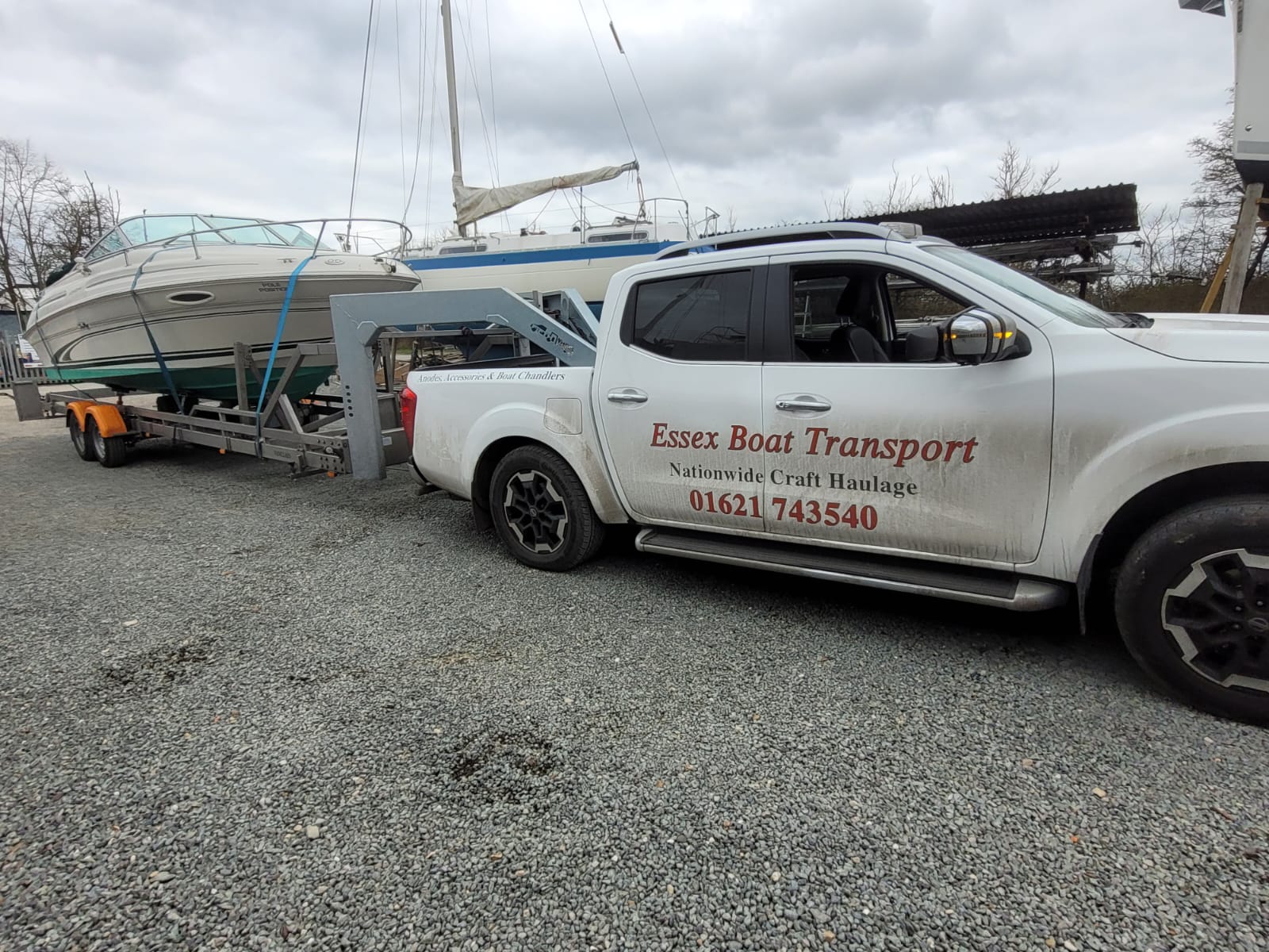 Essex Boat Transport new trailor with customers boat