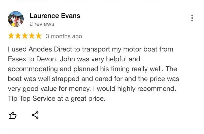 Essex Boat Transport Google review